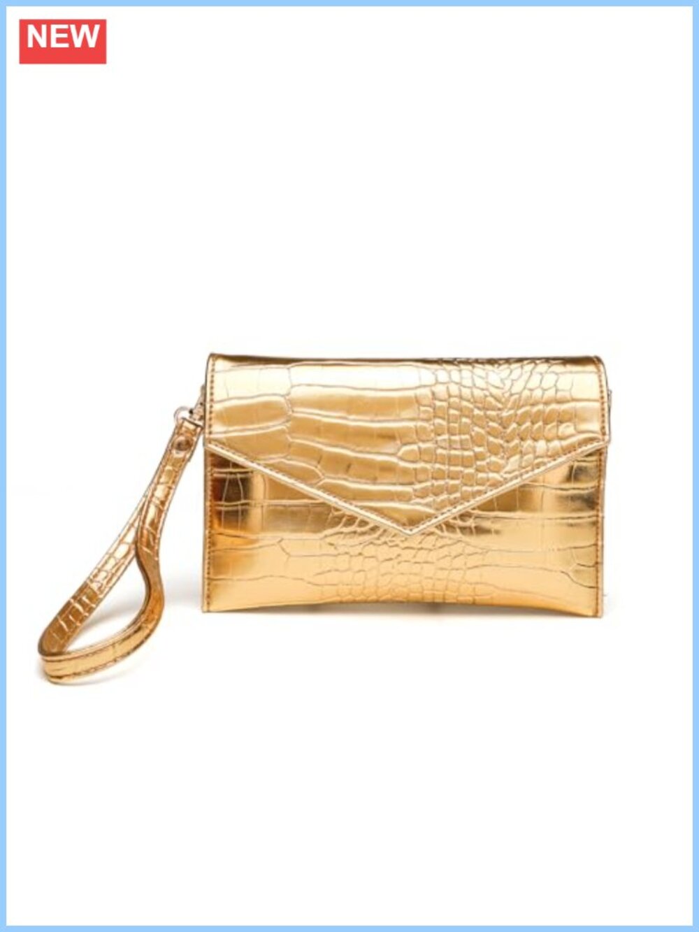 Small Envelope Clutch Purse Faux Leather Wallet Evening Bag Wristlet Strap